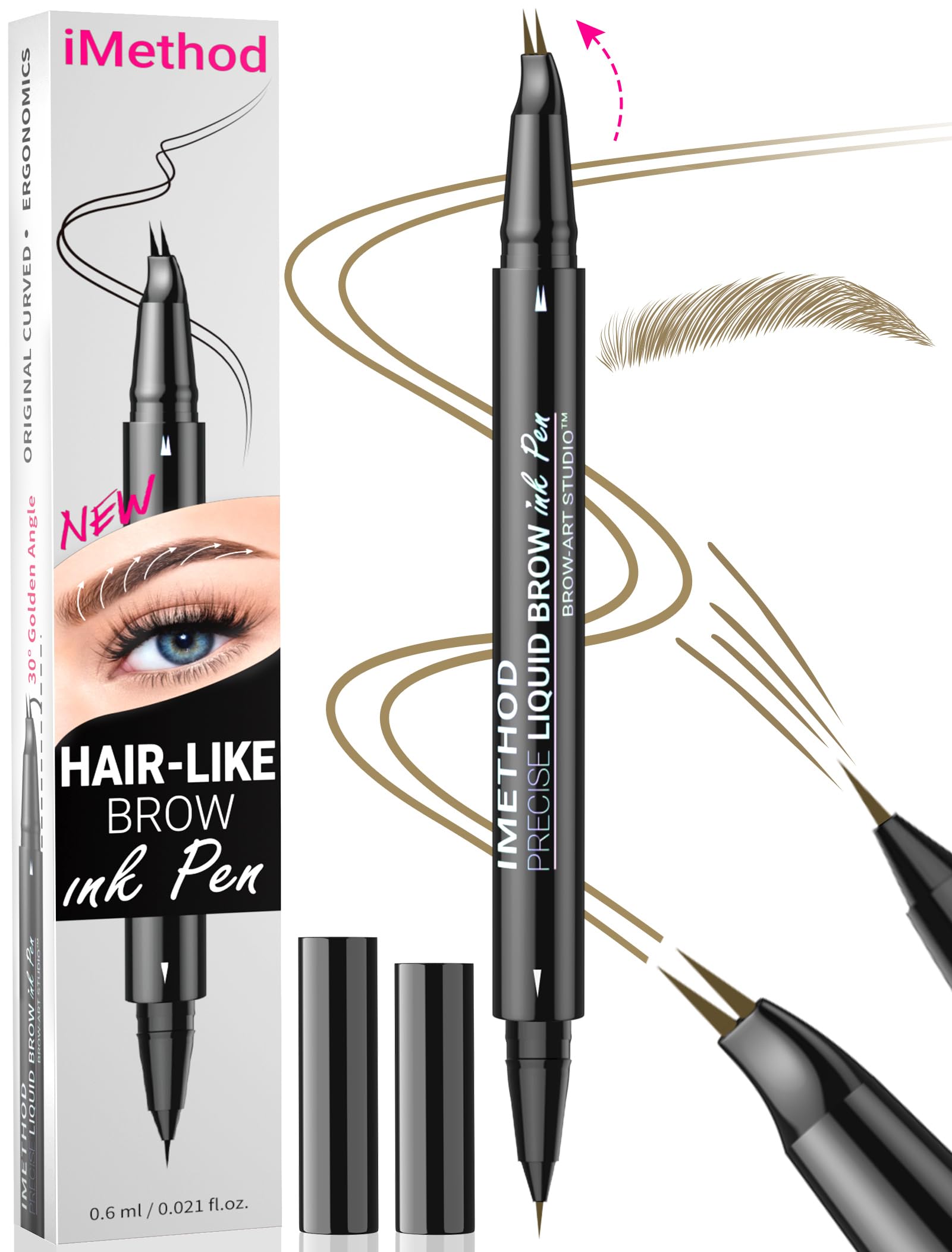 iMethod lapiz cejas curvado para trazos finos y naturales.