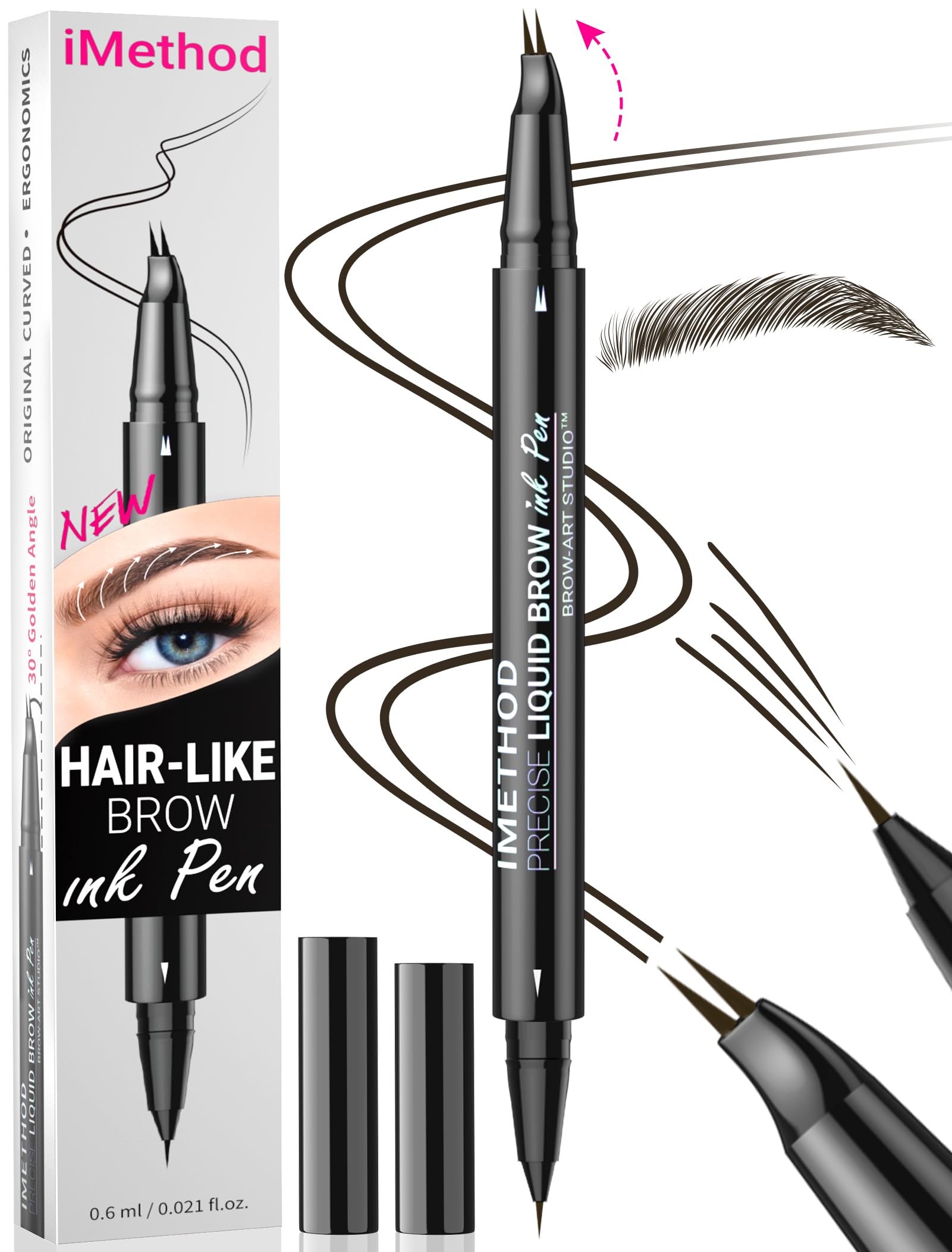 iMethod lapiz cejas curvado para trazos pelo realistas y relleno suave en zonas dispersas