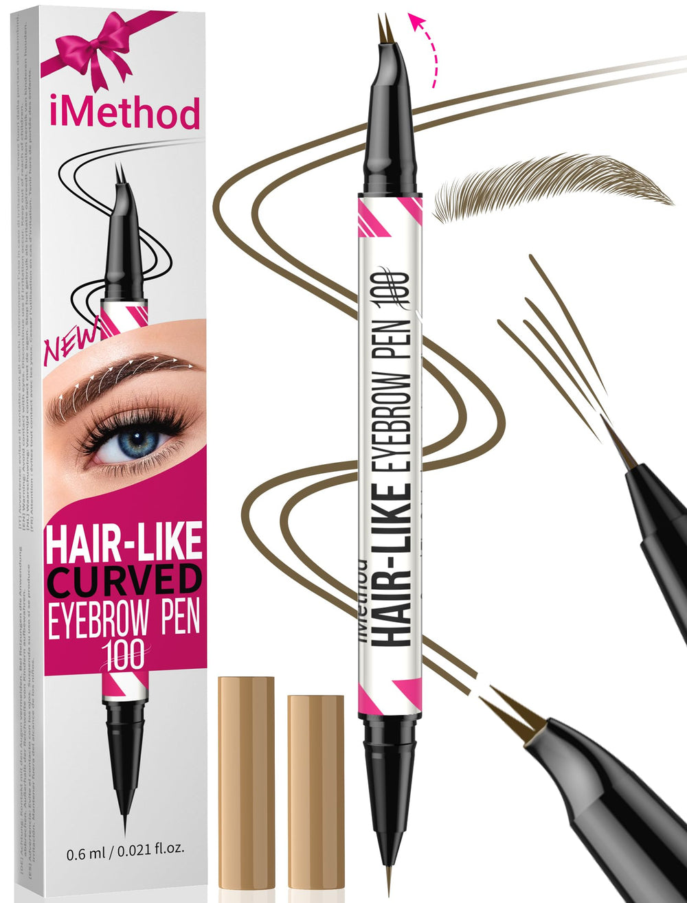iMethod lapiz cejas curvo dos-en-uno para trazos naturales.