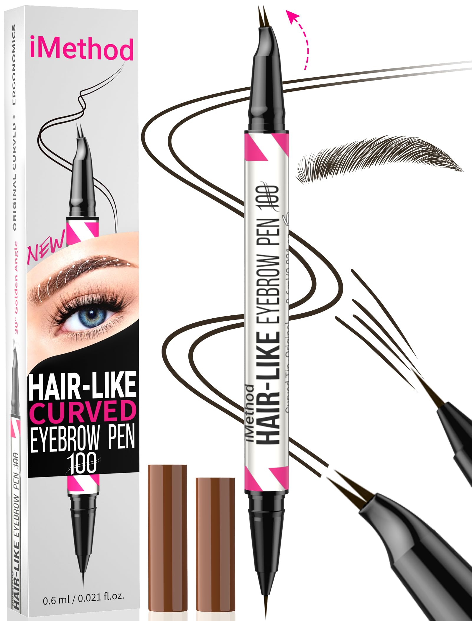 iMethod lapiz cejas punta curvada para trazos finos y de aspecto natural