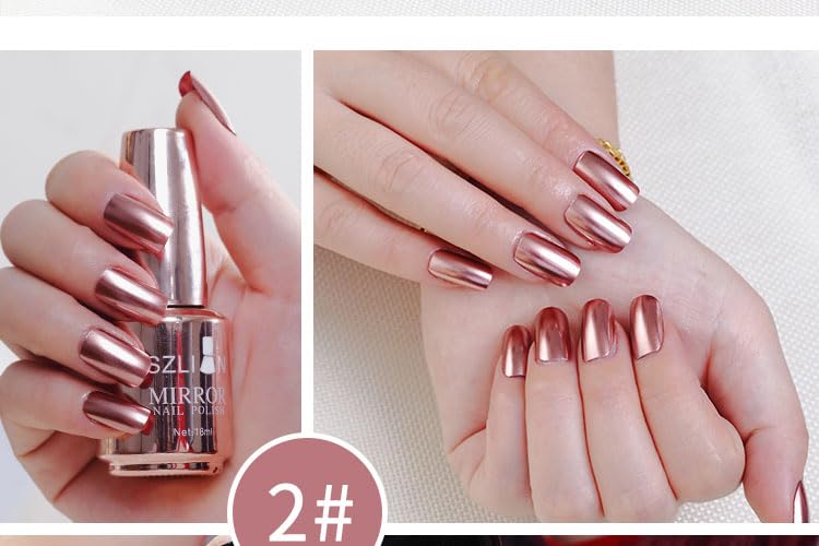 IMGDD Brillo cromado dorado realza manicuras para eventos.