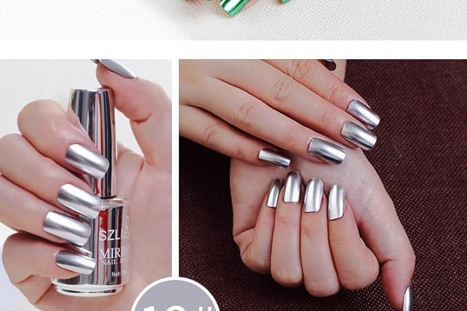 IMGDD Esmalte metálico con pincel, aplicación suave para uñas.
