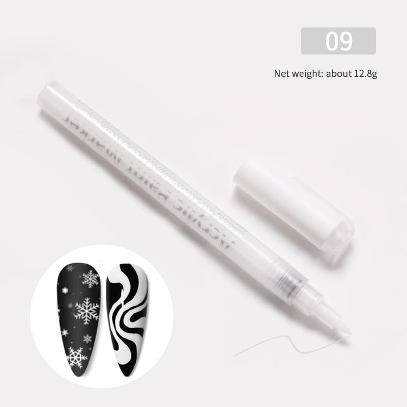 IMGDD Nail Art Pen White Cap Closeup showing precise tip for details.