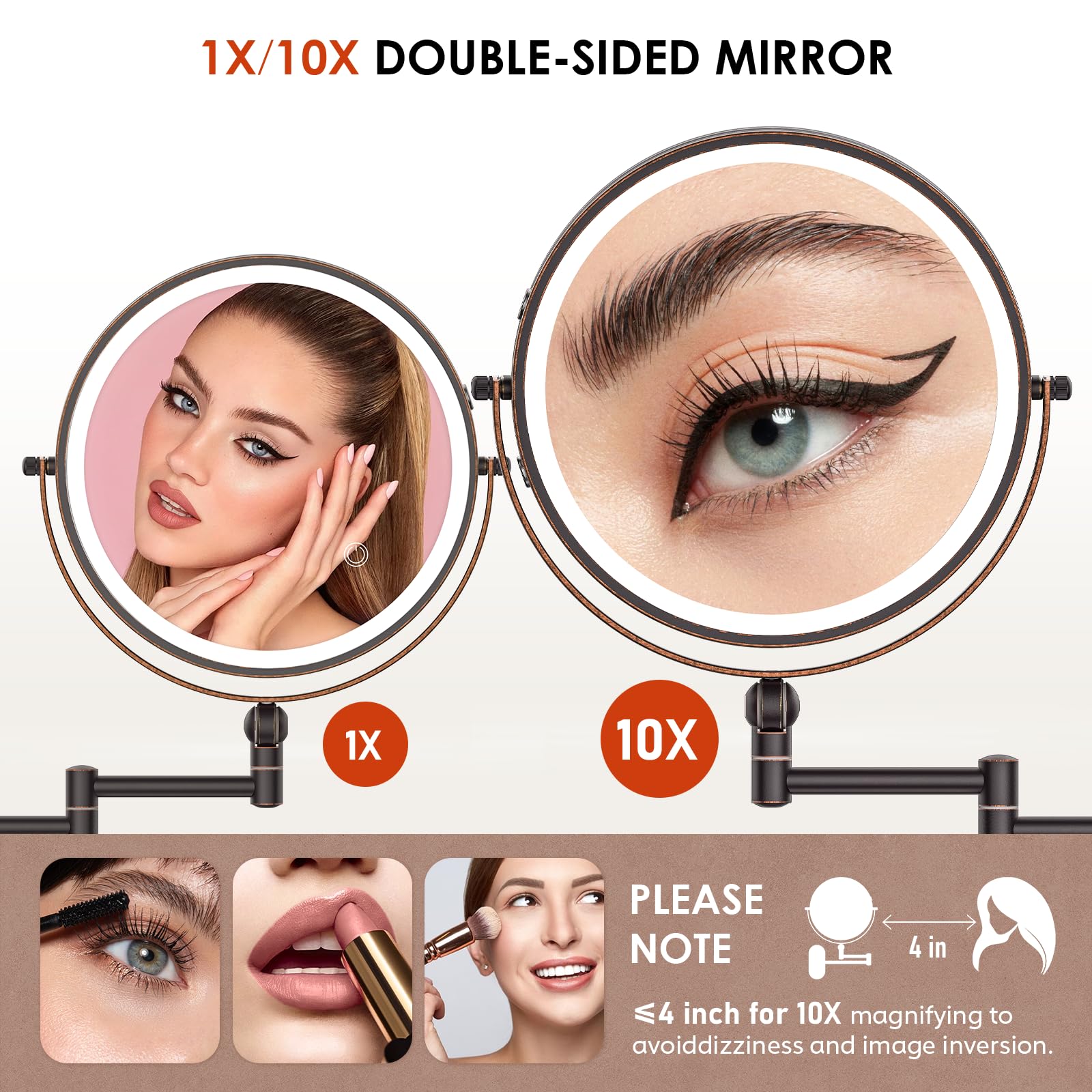 IMIKONA three color LED lighting for versatile makeup illumination