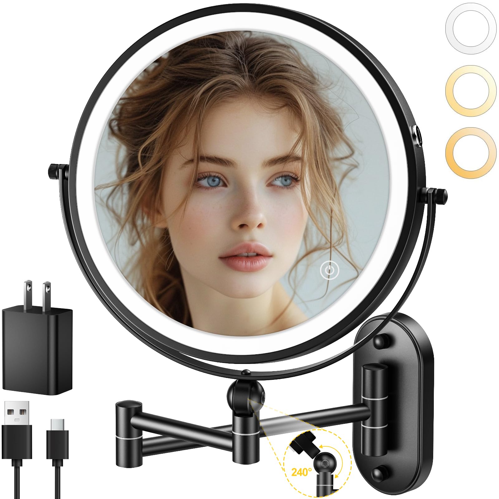 IMIKONA 9-inch wall-mounted makeup mirror for precise application