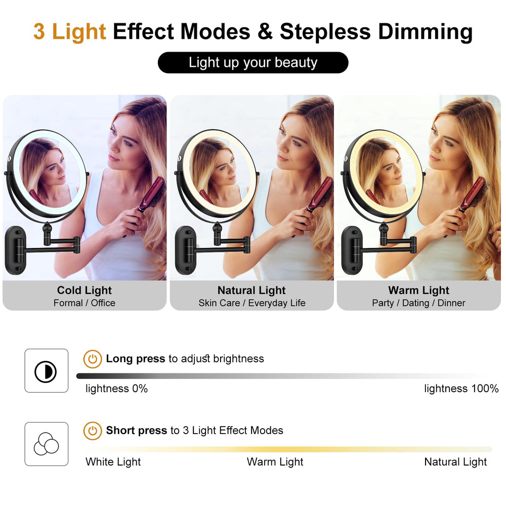 IMIKONA dimmable three-color lighting for day to night makeup