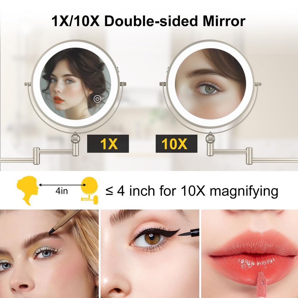 IMIKONA double-sided mirror with 1X/10X magnification for details.
