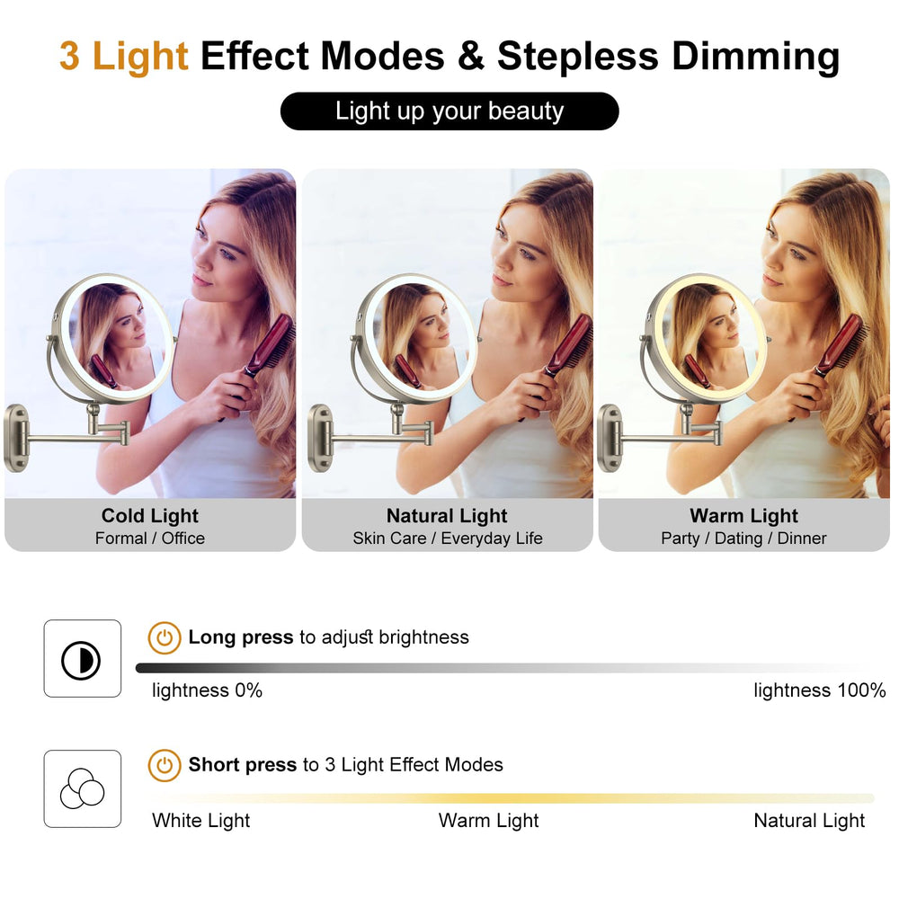 IMIKONA three-color LED lighting helps match makeup tones.