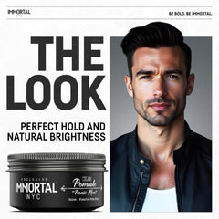 Aplicación suave con Immortal NYC Iconic Man crema pomada para uso rápido.
