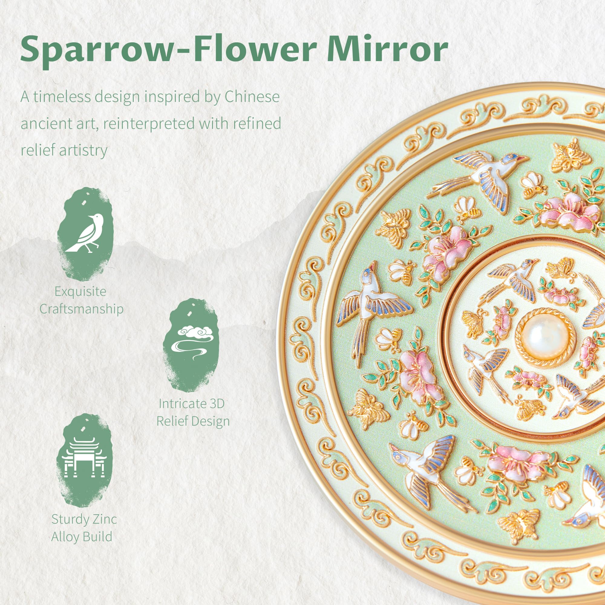 Imperblooms dual-sided 2x magnification assists precise touch-ups on the go.