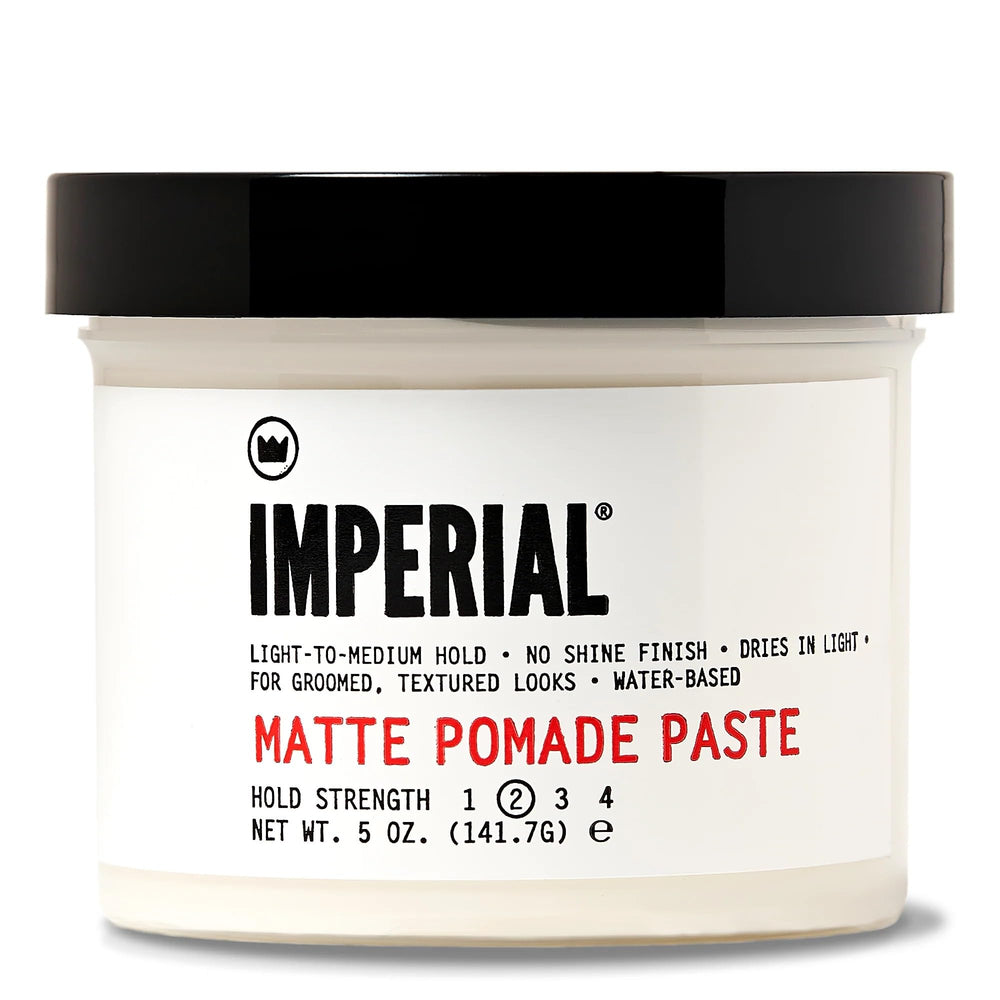 Imperial Barber Matte Pomade Paste jar with natural finish and no shine