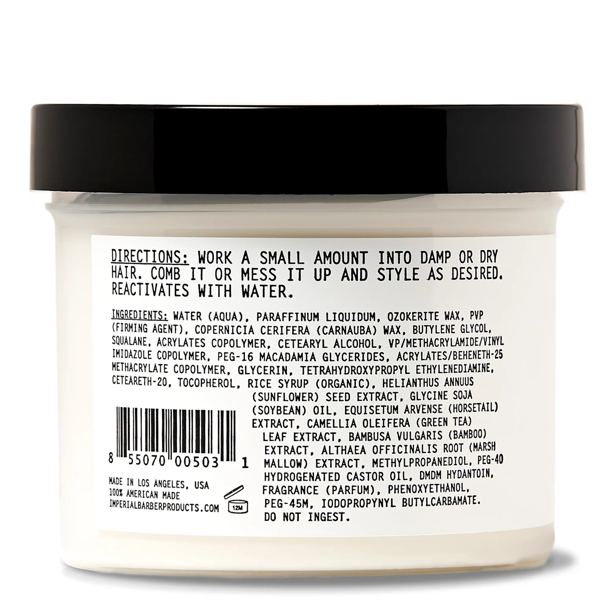 Close-up showing no-shine natural finish of Imperial Barber Matte Pomade Paste