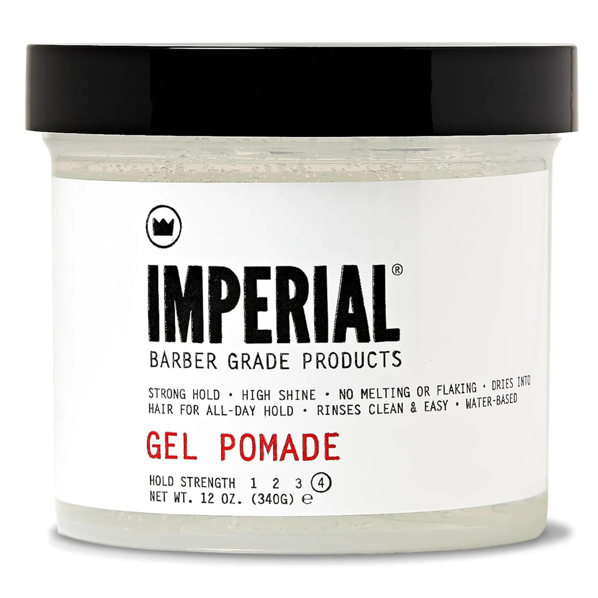 Imperial Gel Pomade bottle for all-day hold with easy rinse.