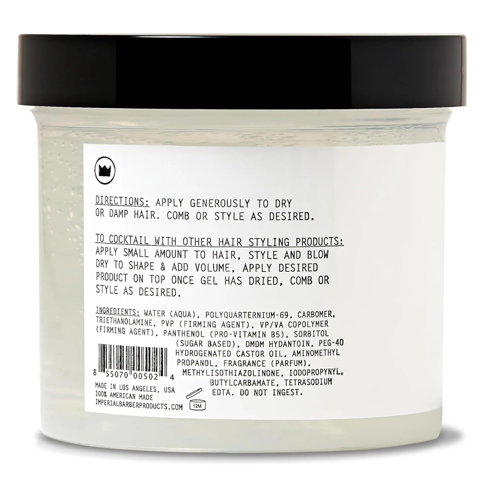Hands applying Imperial Gel Pomade for precise sculpting and volume.