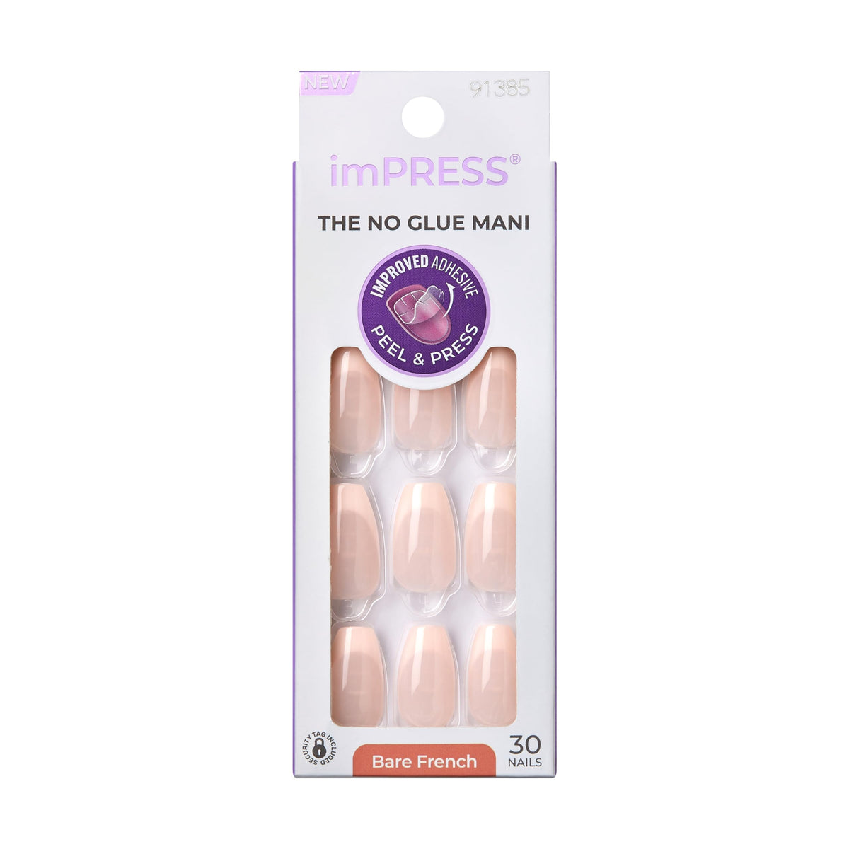 Uñas imPRESS Francesas sin pegamento con acabado natural y duradero.