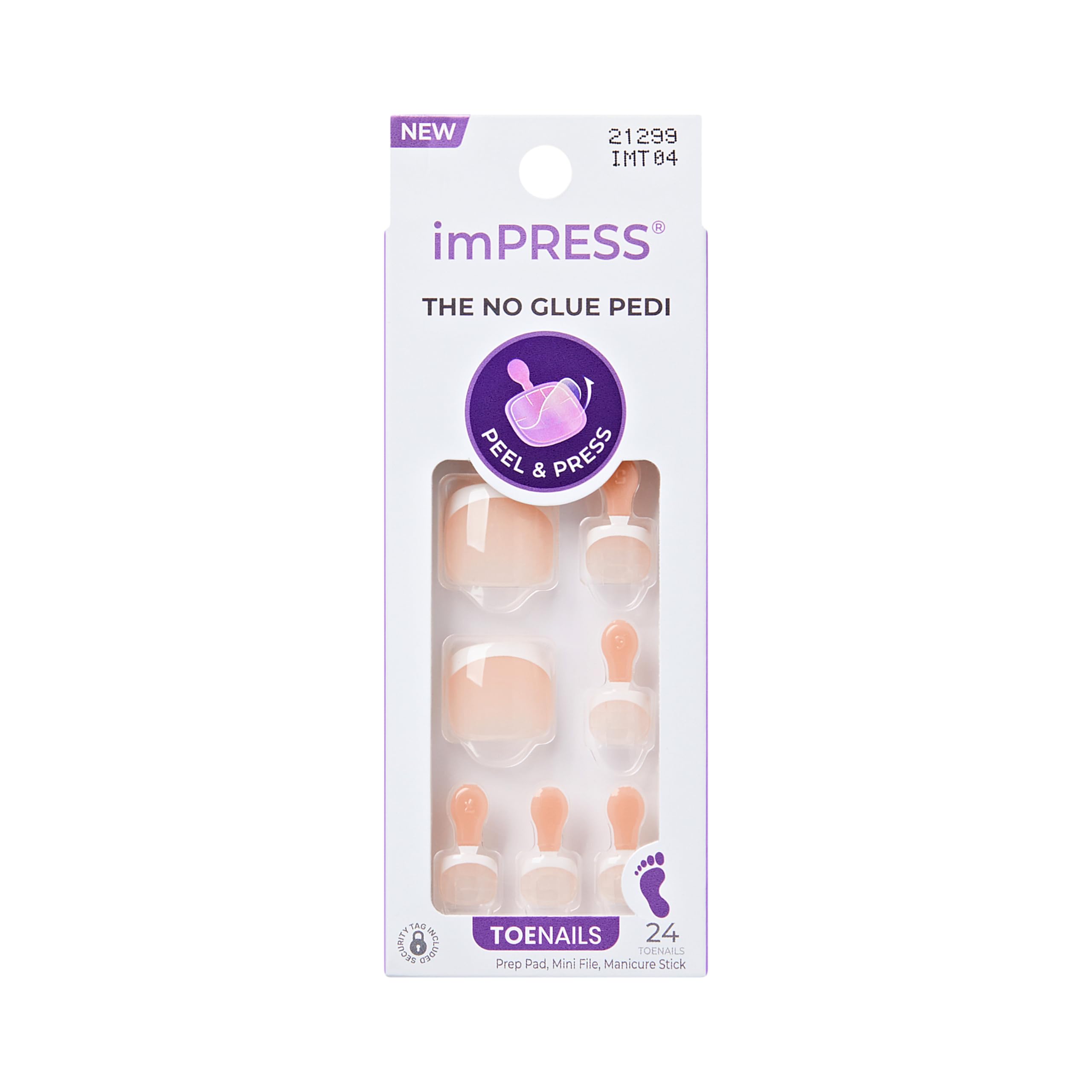 imPRESS uñas para pies Blanc Chic, punta francesa elegante para verano.