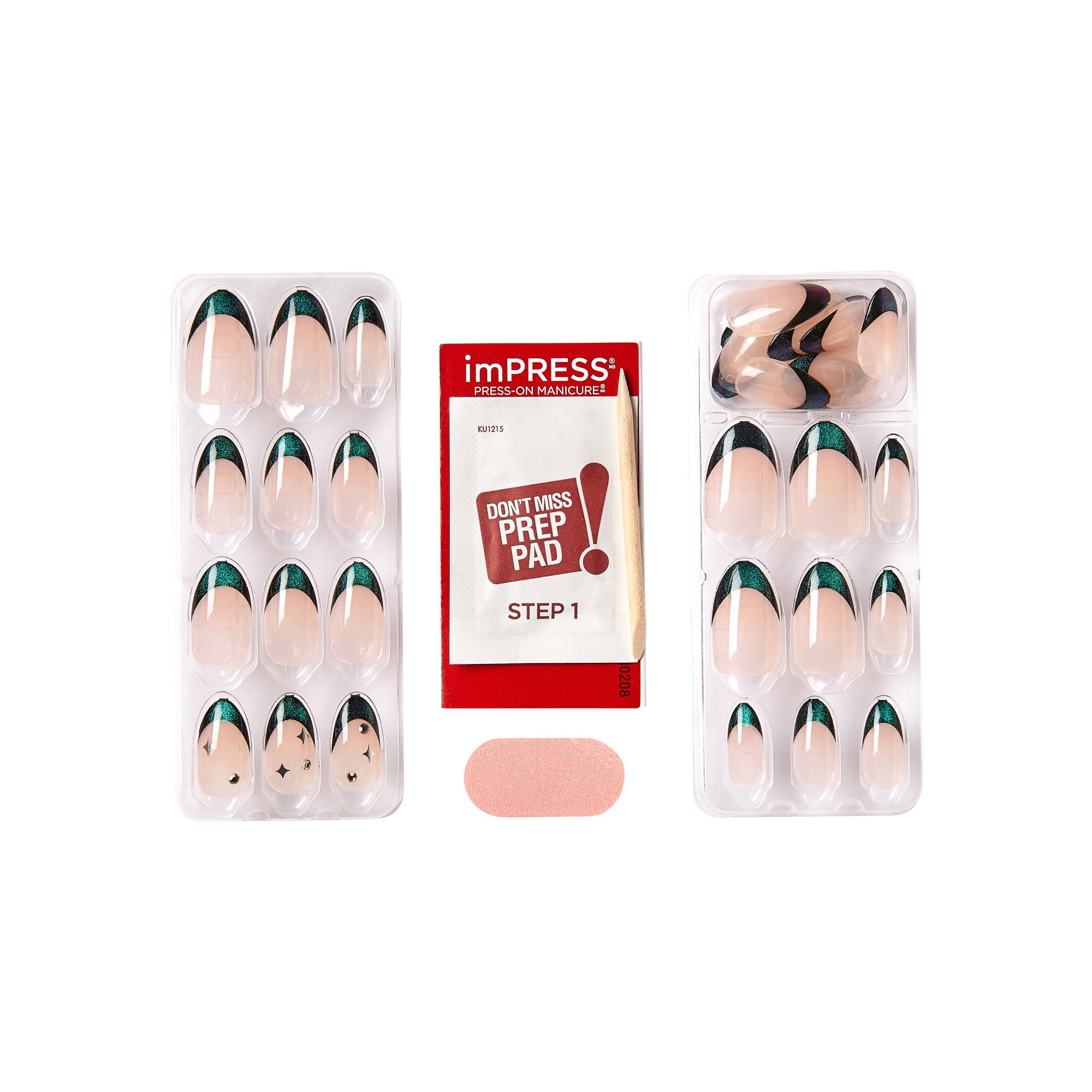 set de 30 uñas en imPRESS Visions verde para reemplazo rápido