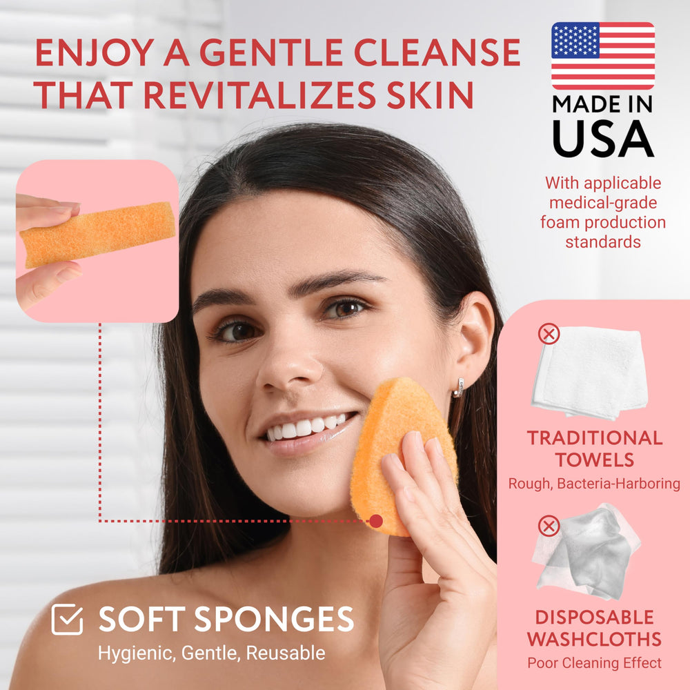 IMPRESA Face Scrubber Exfoliator Pads regular puff on counter shows reusable, durable exfoliation for daily routines