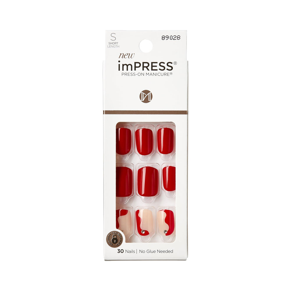 imPRESS Adore You short square red nails for a long-lasting at-home manicure.