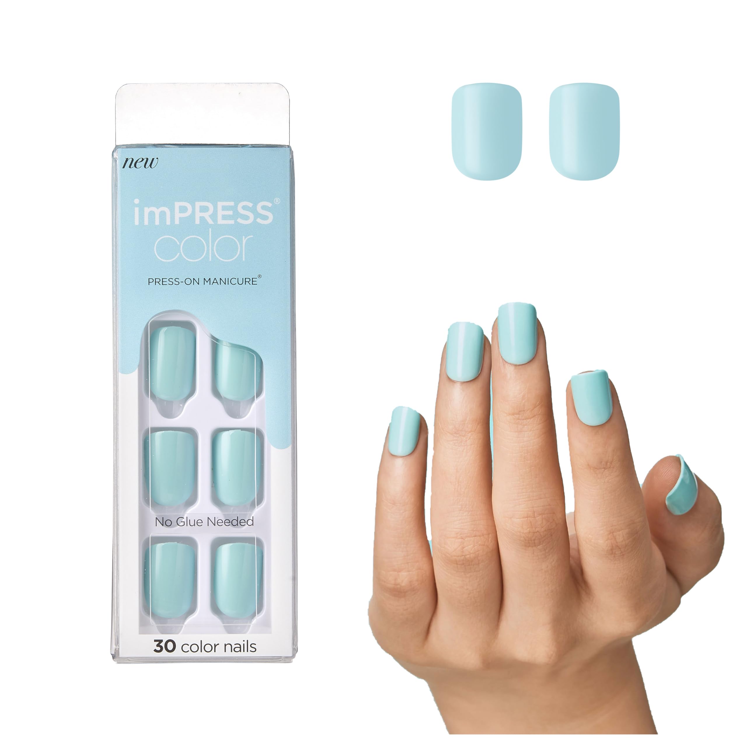 imPRESS Color Press-On Manicure package shows ready-to-wear nails for a quick salon-look.