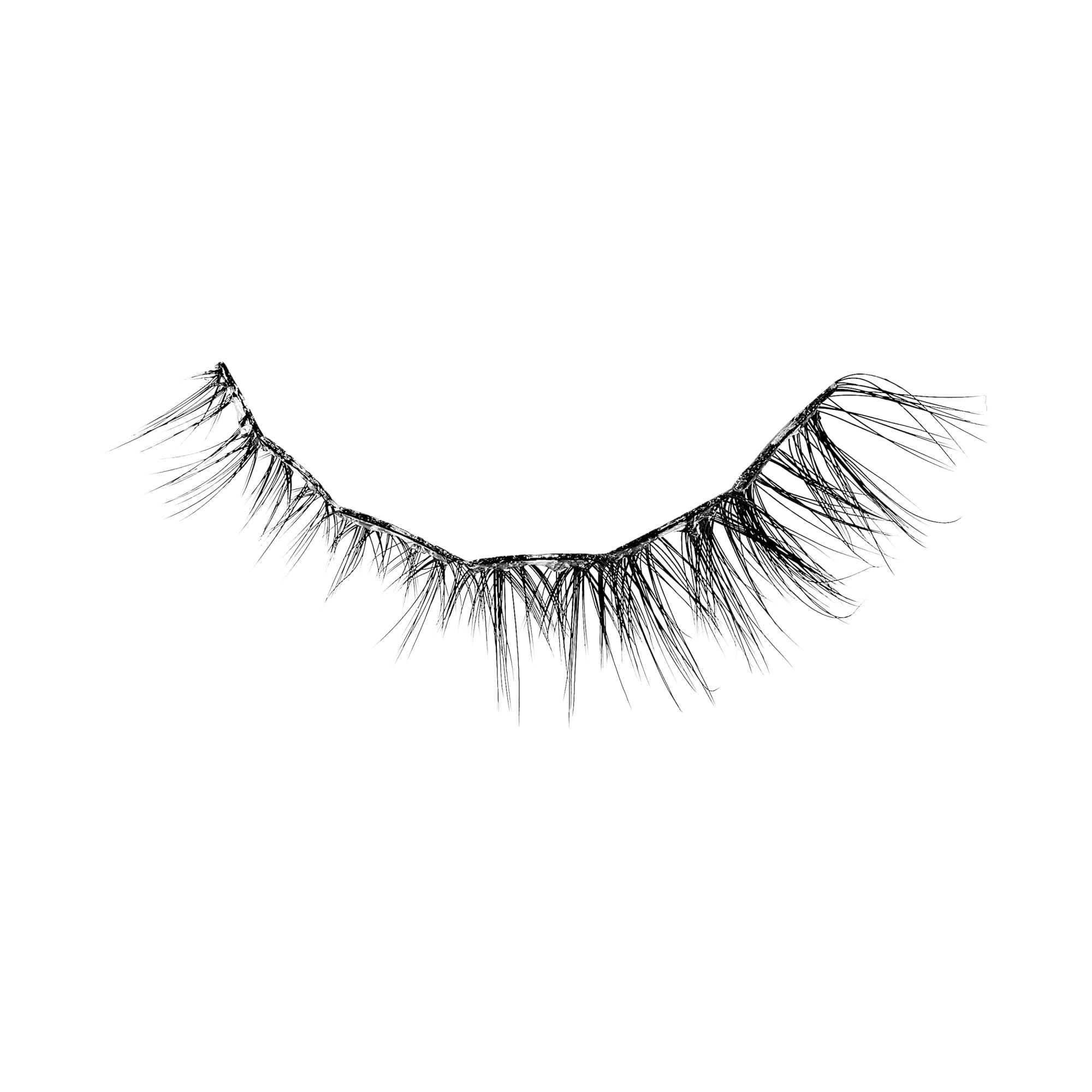 Close up of lashes showing pre bonded glue free wear