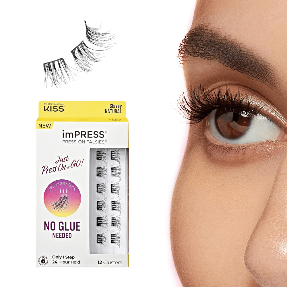 imPRESS Falsies Classy pack front shows 12 clusters for quick, glue-free lashes