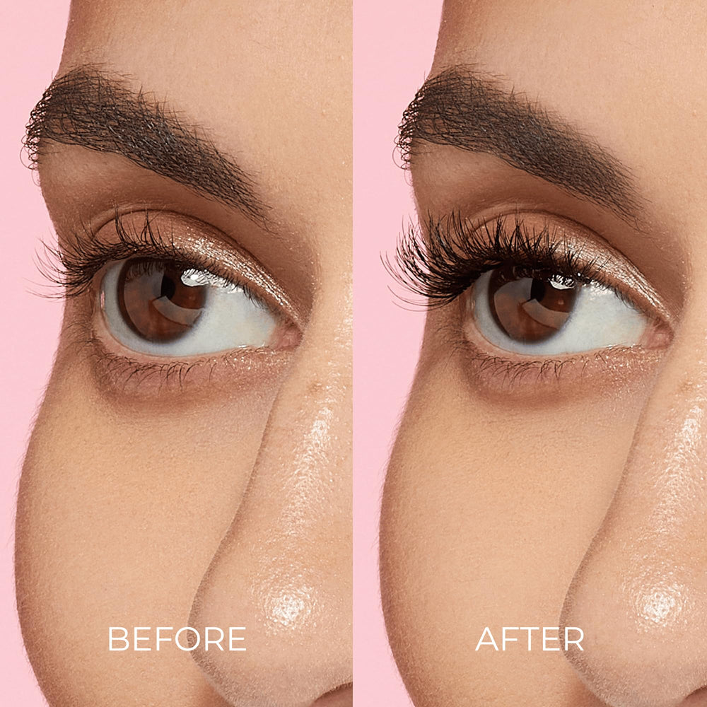 Under-lash application demonstrated with no glue required from Classy lashes