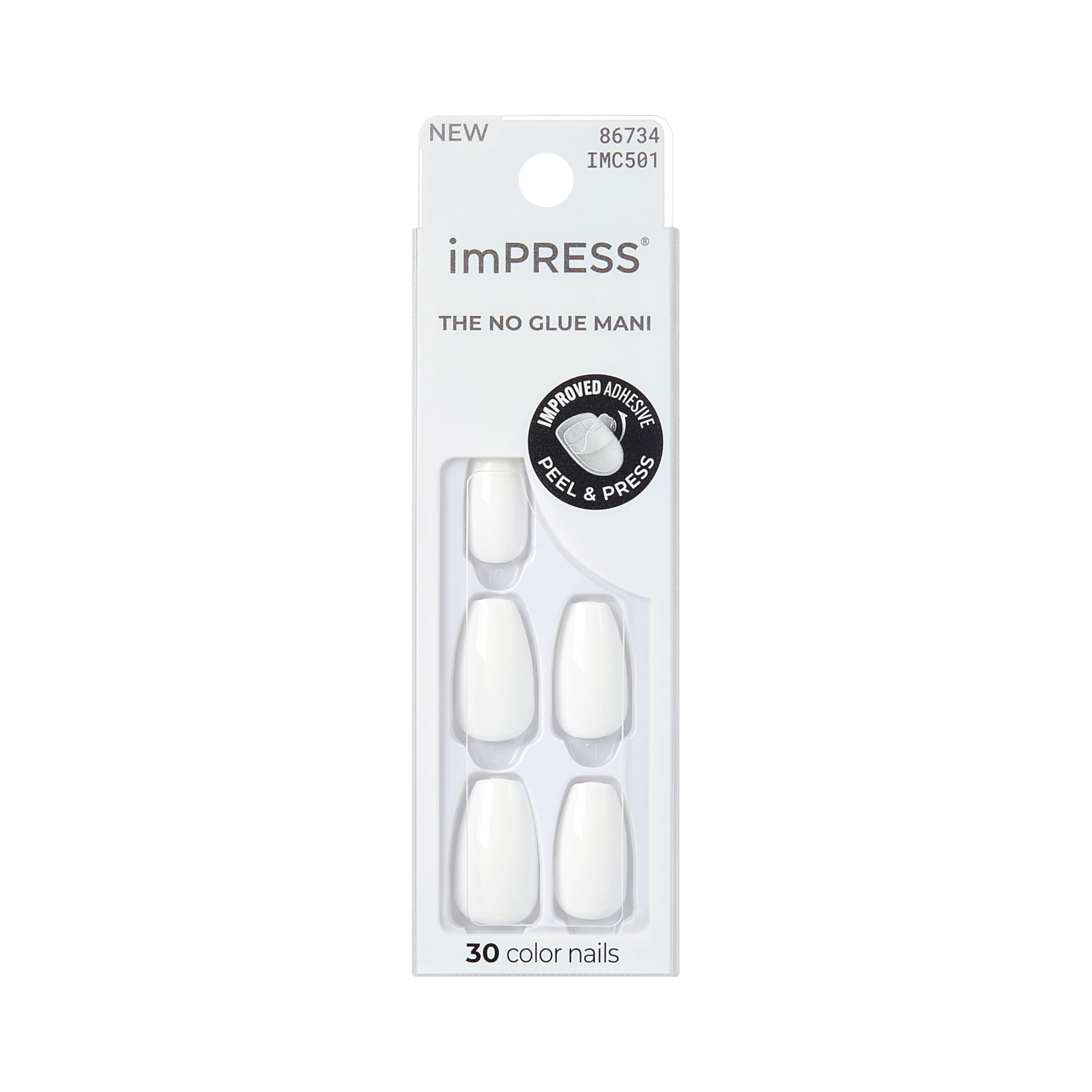imPRESS Frosting press-on nails pack with PureFit technology for a comfortable, salon-like mani.