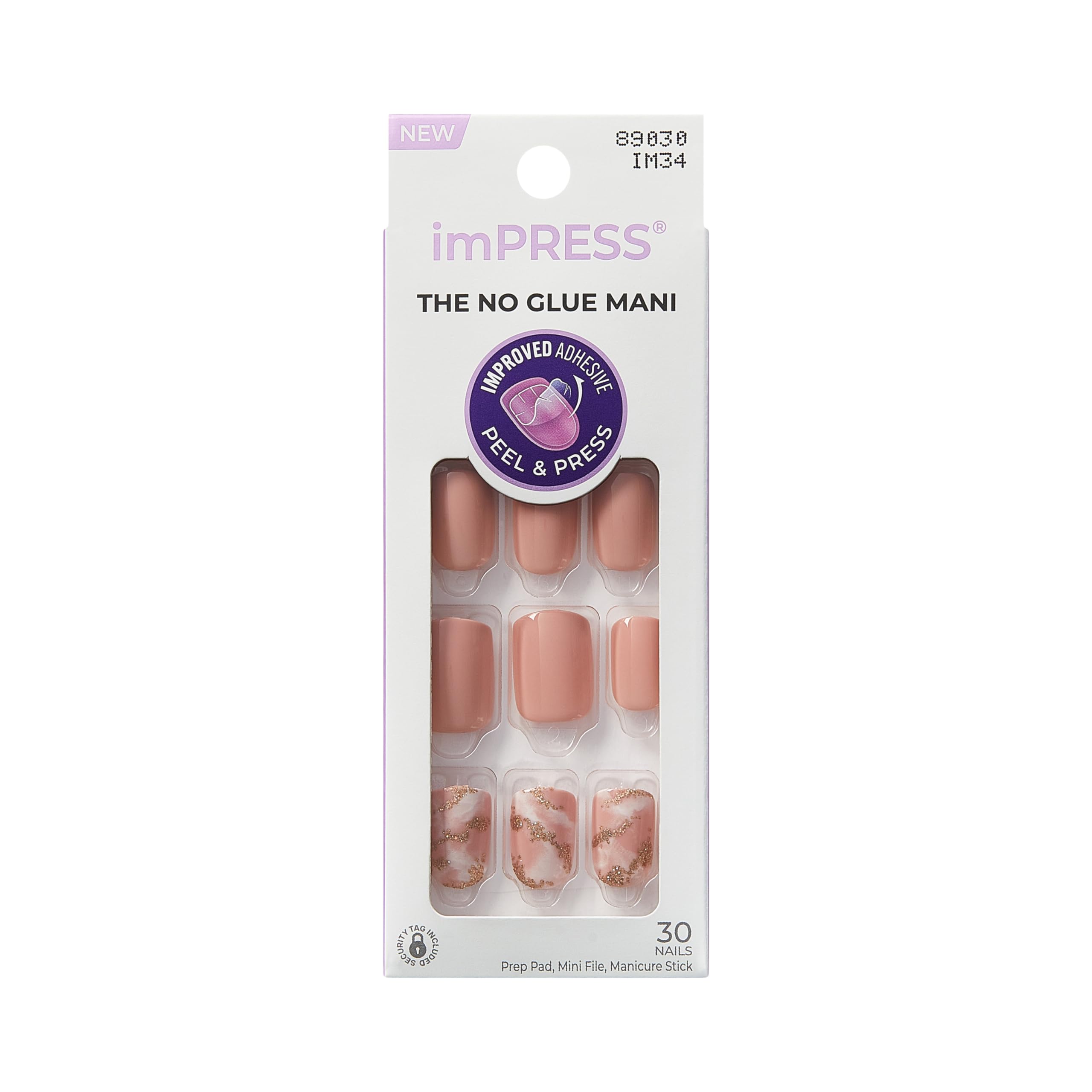 Uñas imPRESS Kingdom rosas corto squoval para un aspecto natural y cómodo