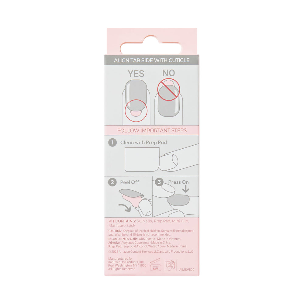 imPRESS Kiss short squoval nails for a quick, natural manicure.