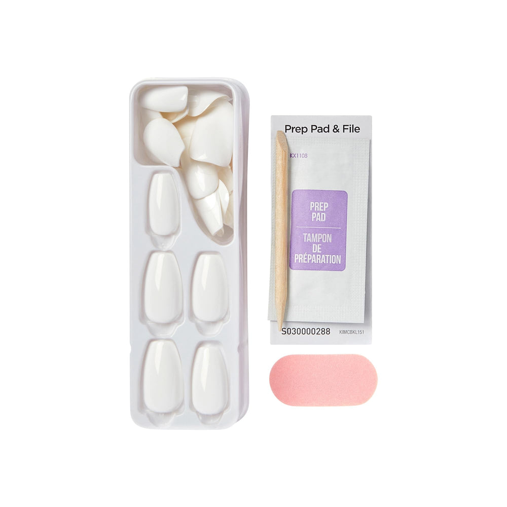 No-dry-time feature of imPRESS Frosting press-on nails for instant wear.