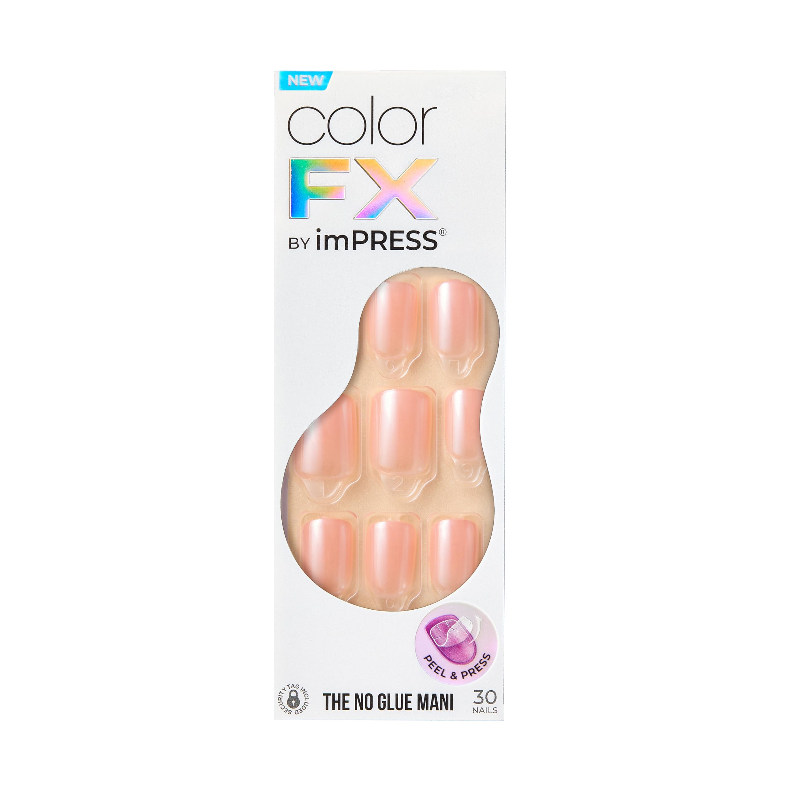 imPRESS No Glue Mani Color FX The Weekends pink short squoval nails for quick chic wear