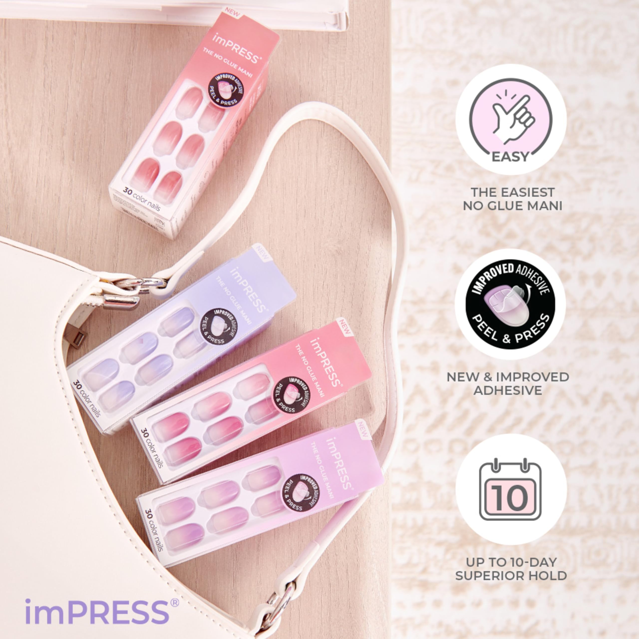 imPRESS Patented Super Hold Adhesive supports longer wear and strong grip