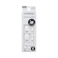 imPRESS Pedicure Angel Vibes, uñas del pie blancas y cortas squoval para look natural