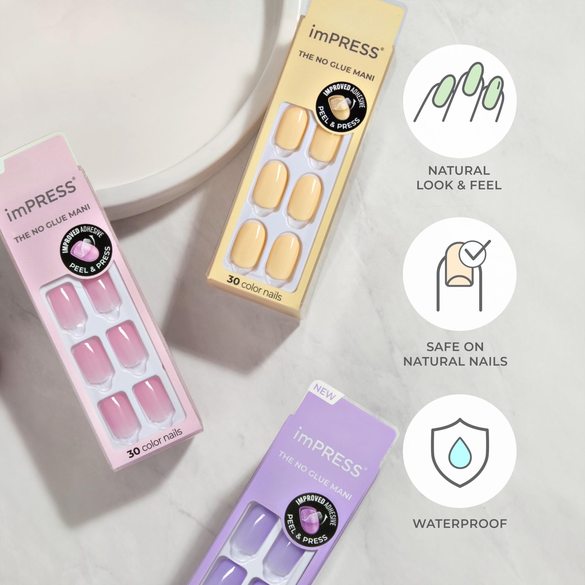 imPRESS Peevish Pink nails with prep pad to emphasize prep for adhesion.