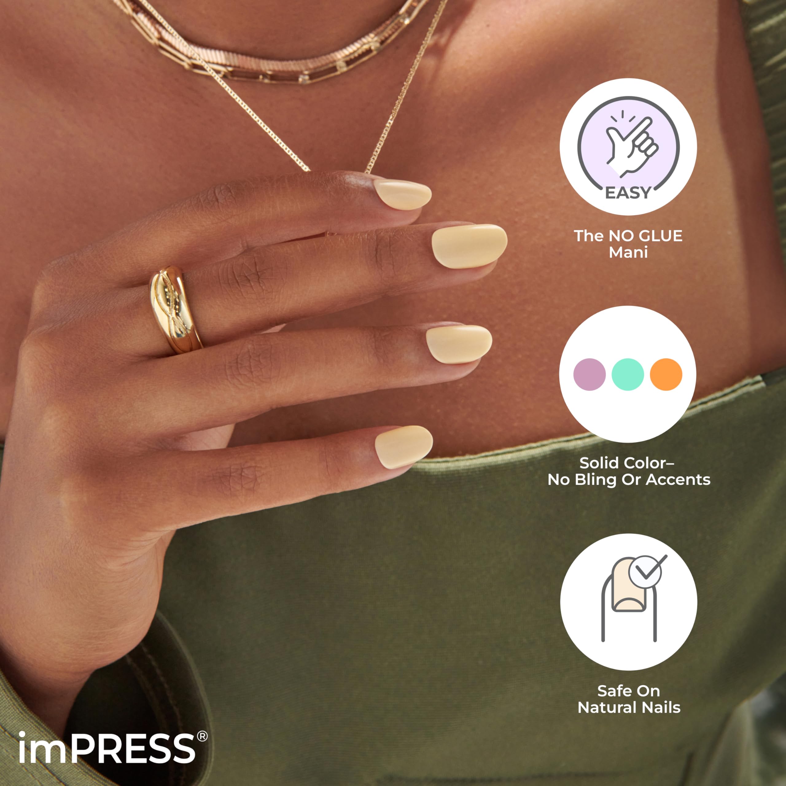 impress short squoval nails closeup highlights sleek shape for everyday style