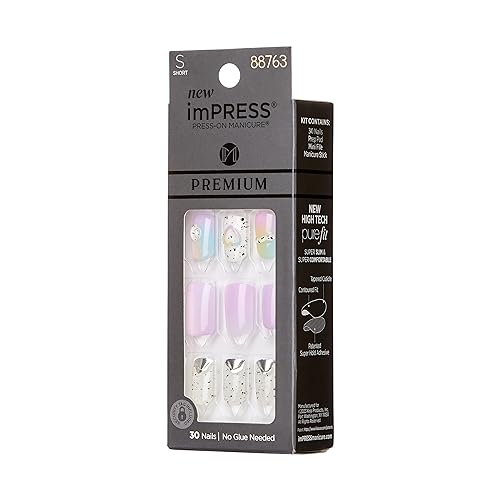 Uñas imPRESS Sweet Life con piedras solitaire para un toque elegante y diamantado.
