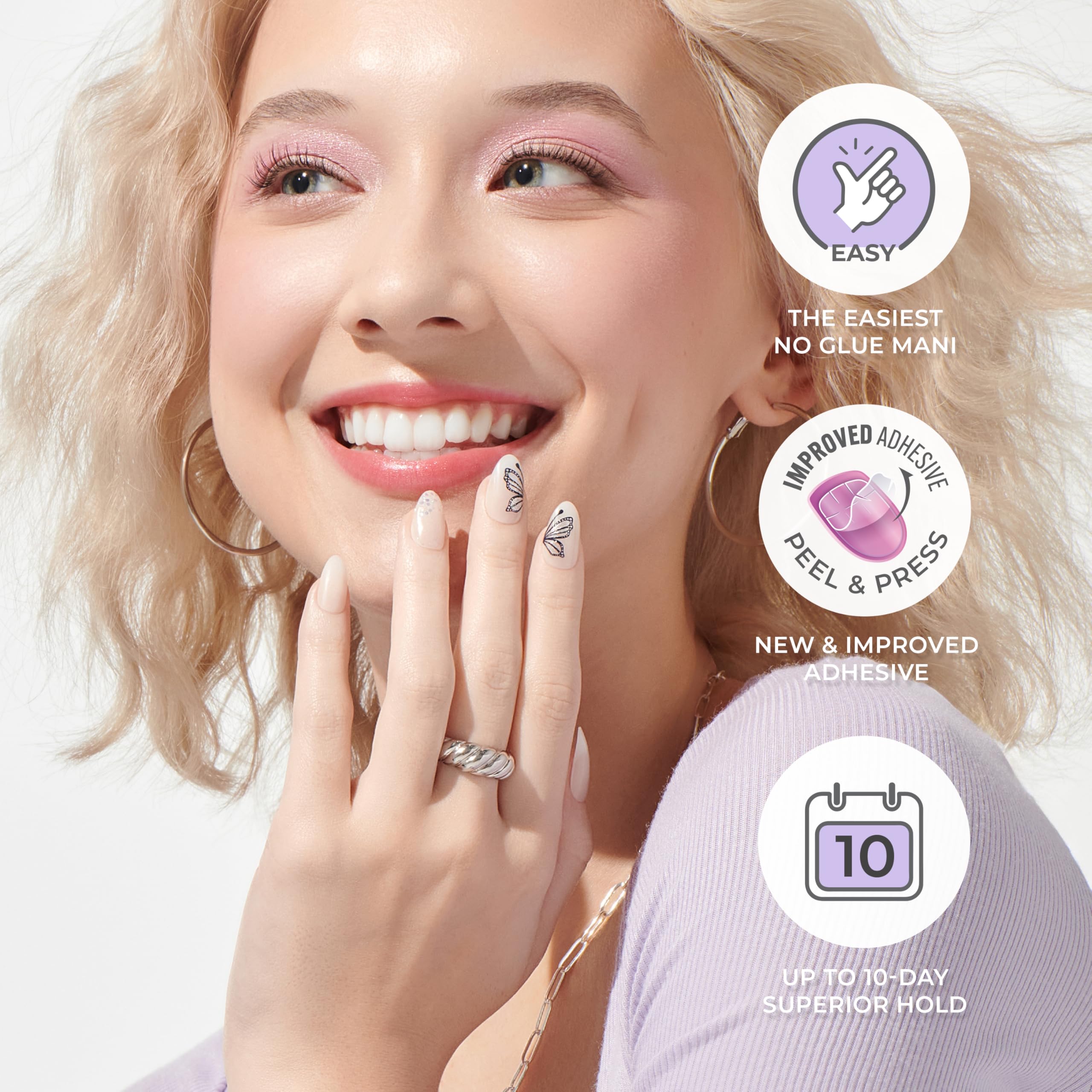 Uñas squoval imPRESS en verde, forma elegante
