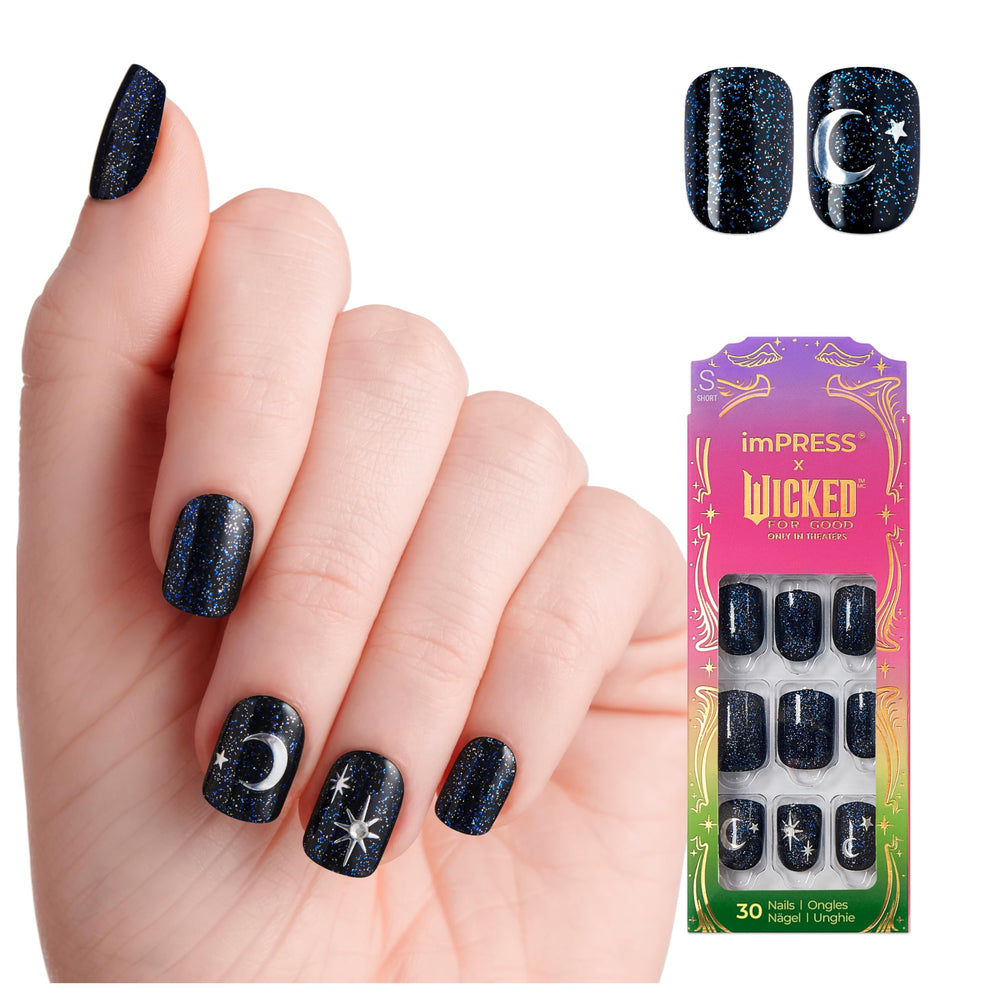 Uñas imPRESS Wicked azul corto squoval para manicura rápida