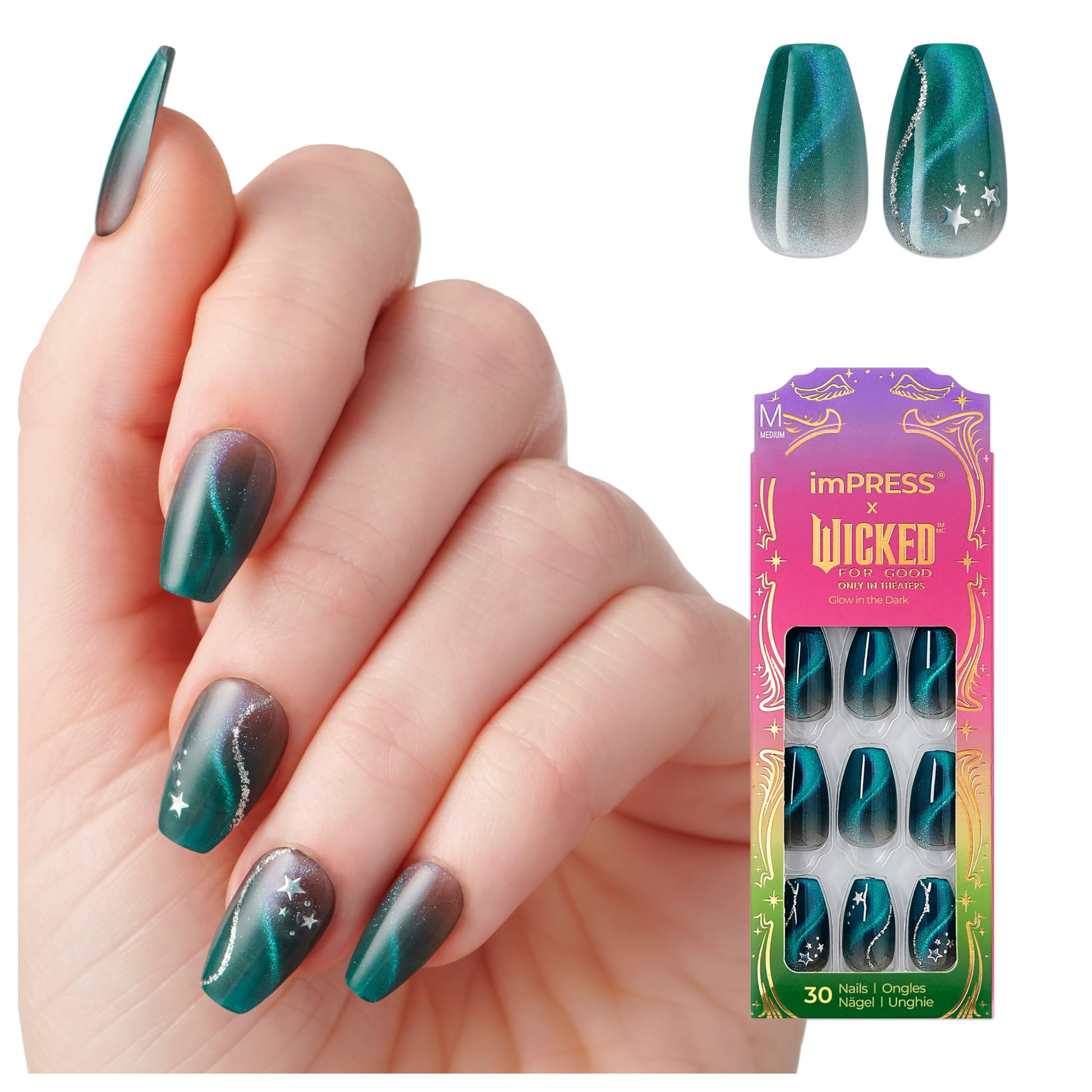 imPRESS Wicked uñas esmeralda, acabado elegante para uso diario
