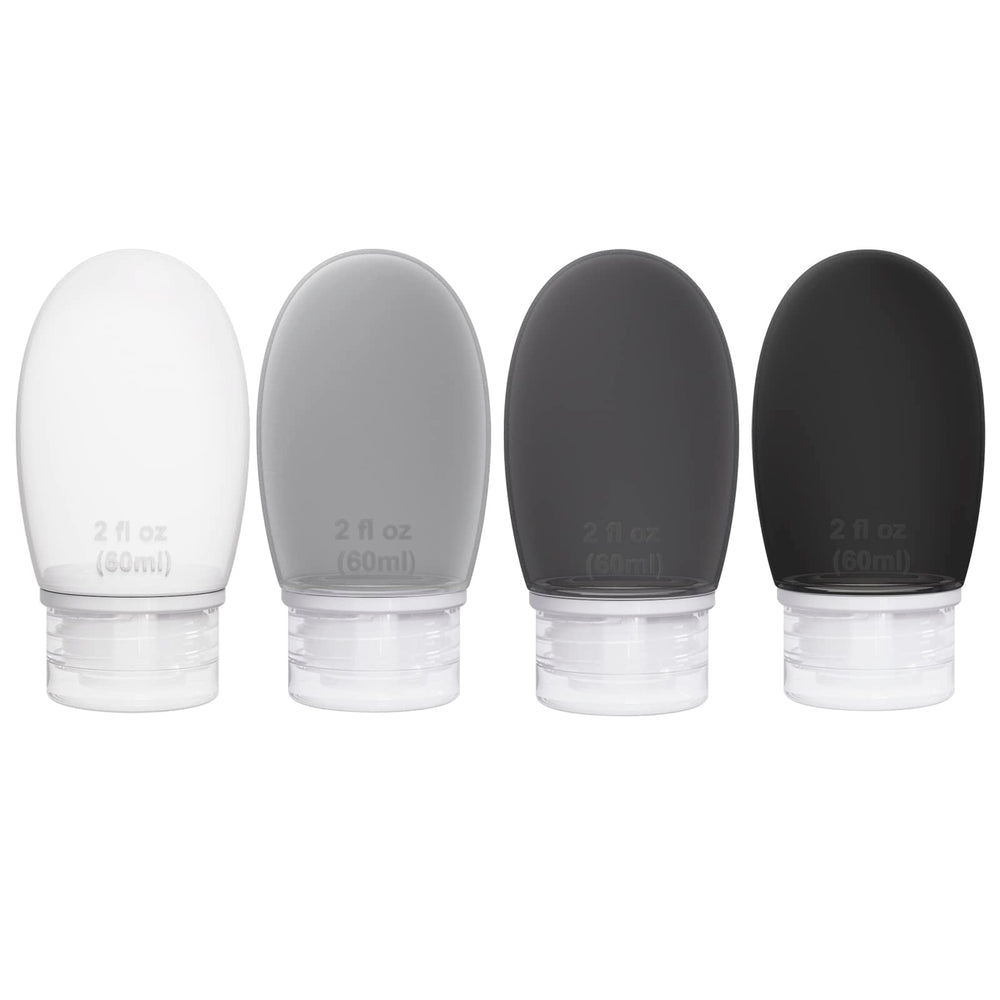 Imuviy silicone travel bottles 4-pack for organized toiletries on the go.
