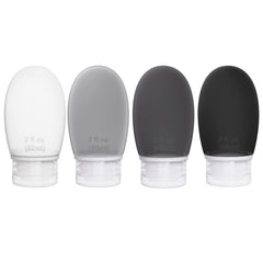 Imuviy silicone travel bottles 4-pack for organized toiletries on the go.