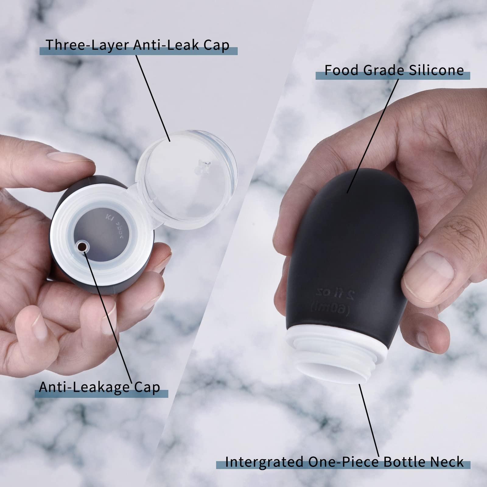 Imuviy soft silicone squeeze bottles offer comfortable, controlled dispensing.