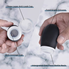 Imuviy soft silicone squeeze bottles offer comfortable, controlled dispensing.