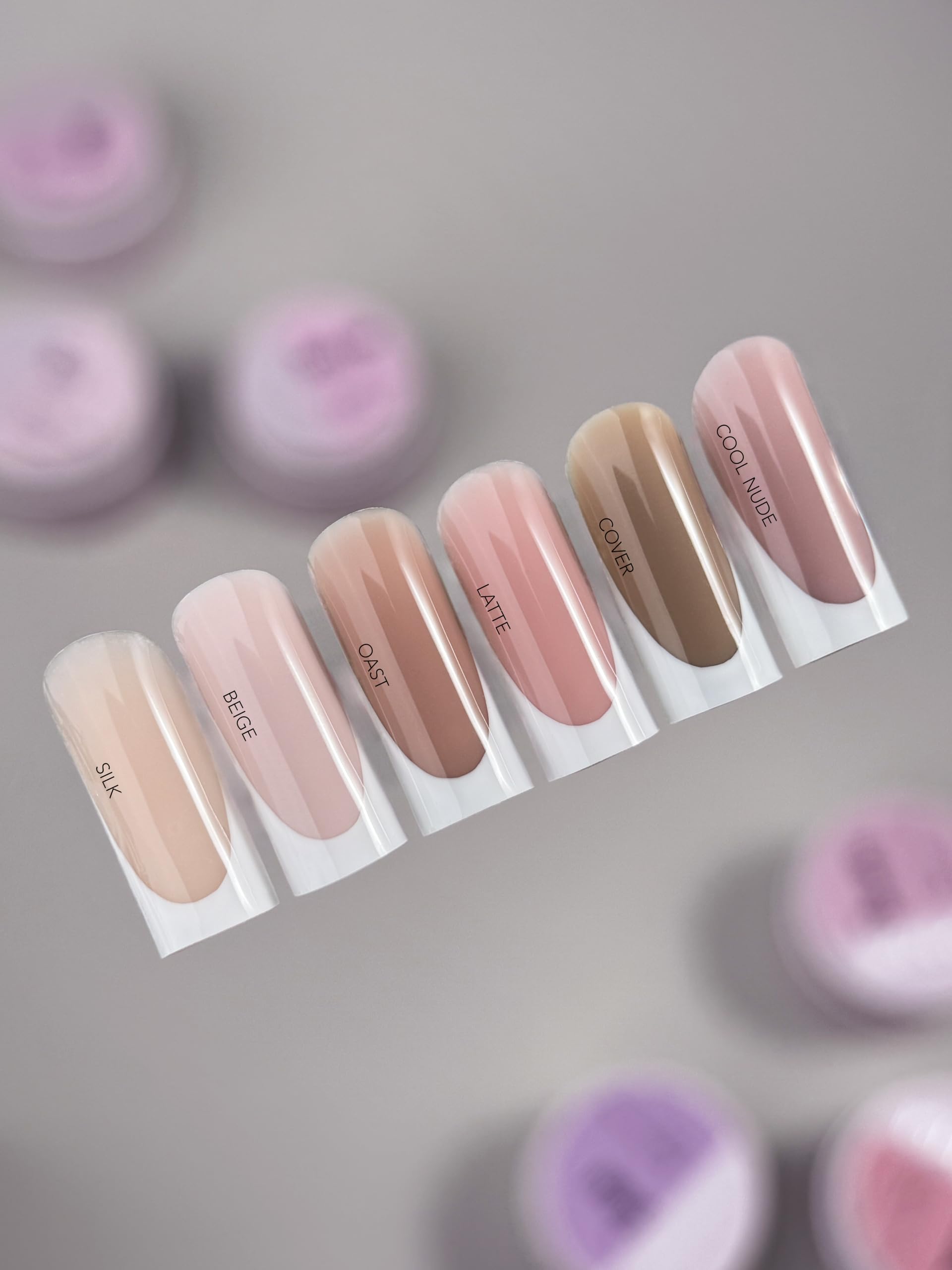 Nail extension shot with IN.HYPE Oats Nude #11 in action