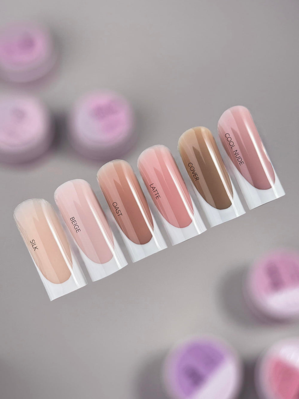 Nail extension shot with IN.HYPE Oats Nude #11 in action