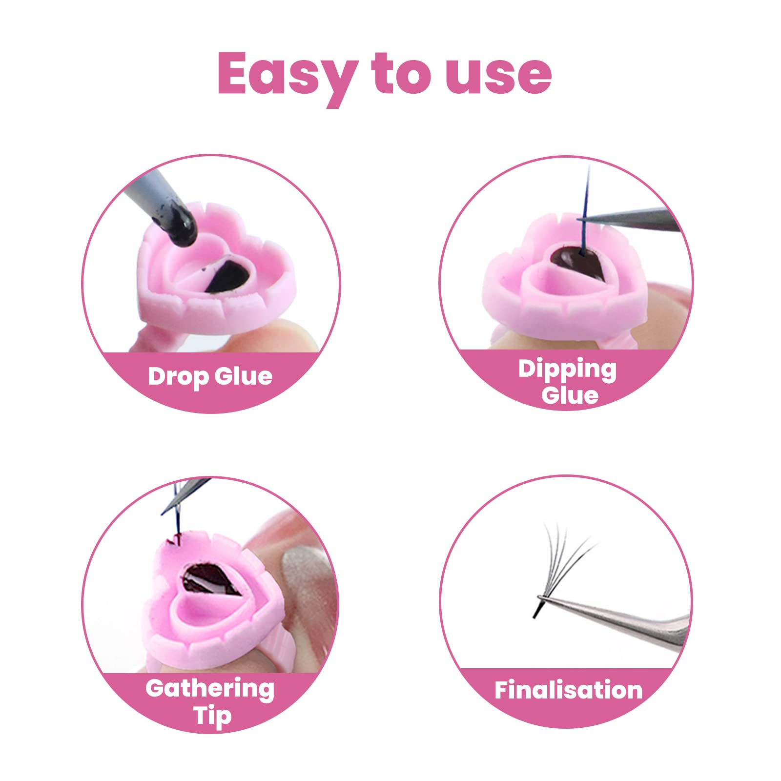 Inartato pink heart glue rings, disposable and non-toxic for clean lash stations.