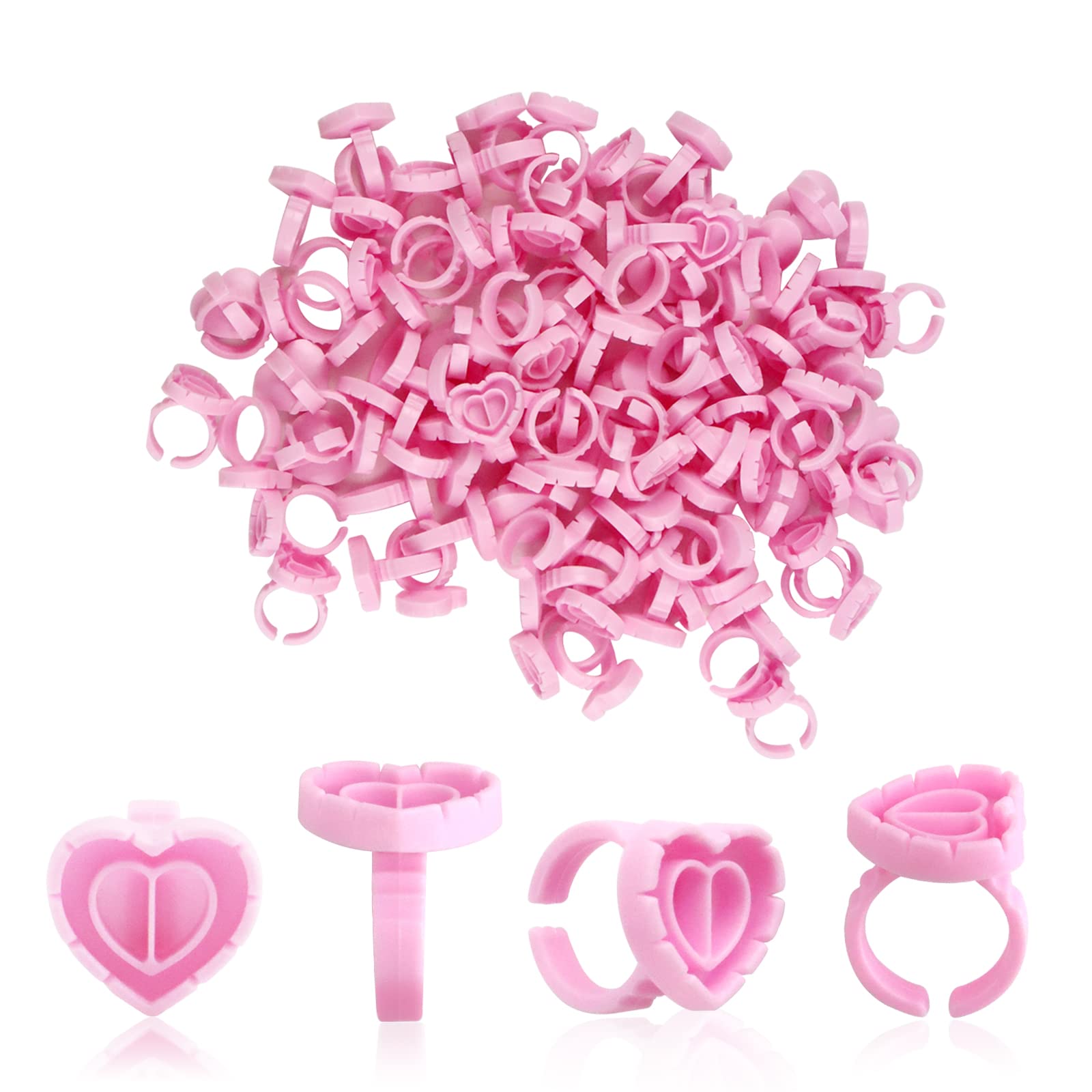 Inartato heart glue rings pink, ideal for lash fans and organized glue management.