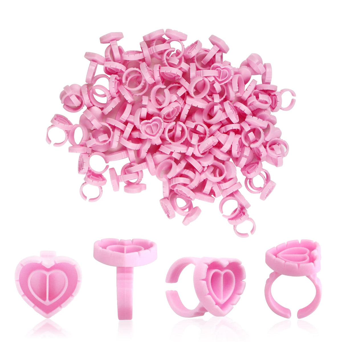 Inartato heart glue rings pink, ideal for lash fans and organized glue management.