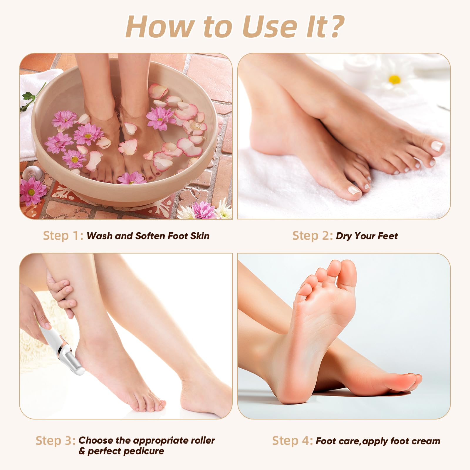 Incamity foot callus remover features built-in light for dark environments